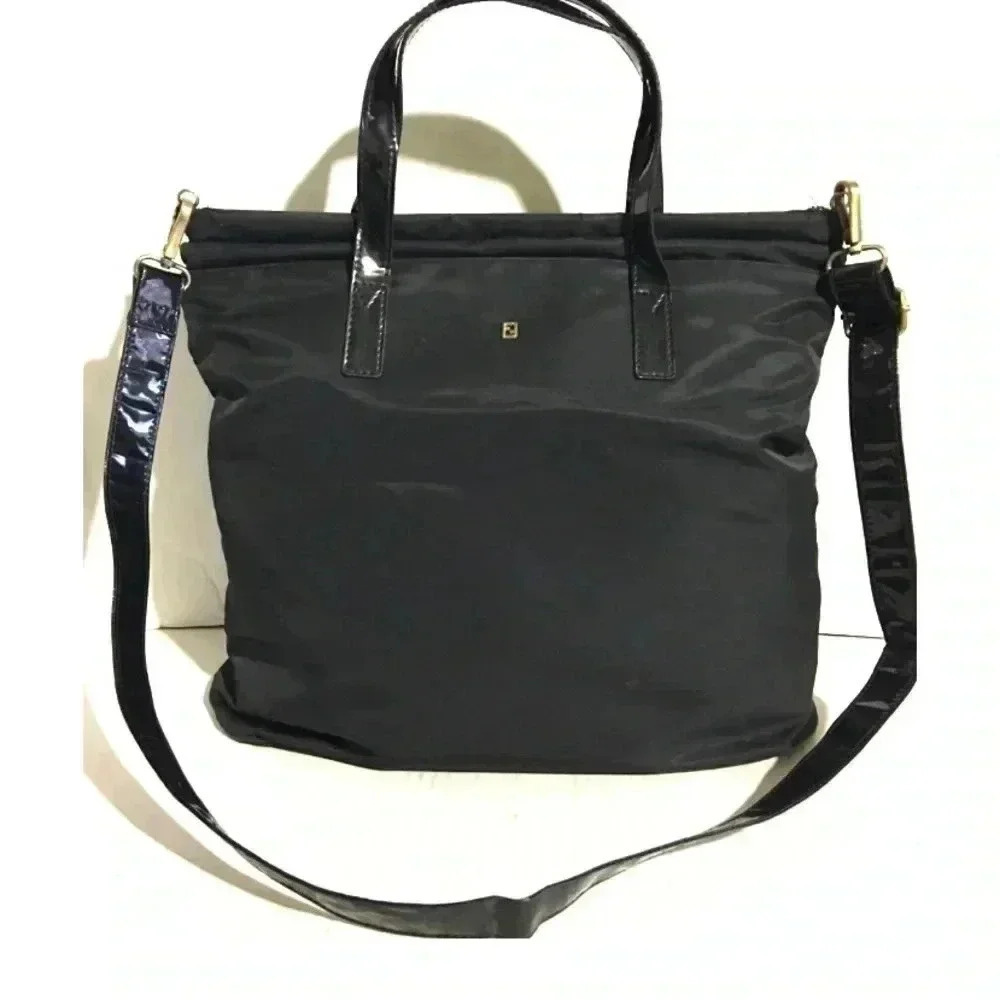 Fendi vintage black nylon satchel handbag